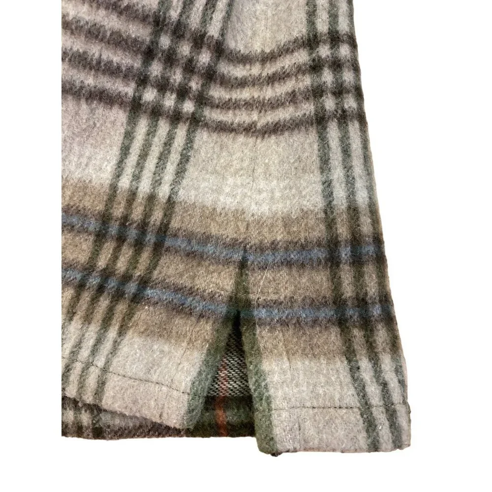 Evan Picone Vintage Wool Blend Field Shirt Petite* Medium 8 Plaid Green Tan - Picture 7 of 8